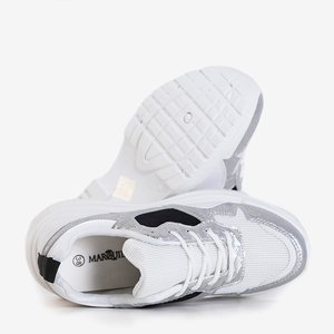 Bílé a stříbrné dámské sportovní klínové boty Raven - Obuv