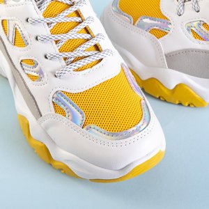 Bílé a žluté dámské sportovní boty s vložkami Rebina - obuv