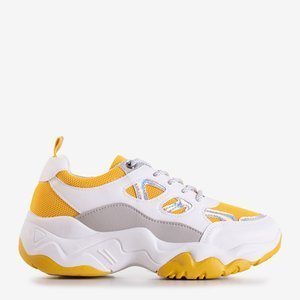 Bílé a žluté dámské sportovní boty s vložkami Rebina - obuv