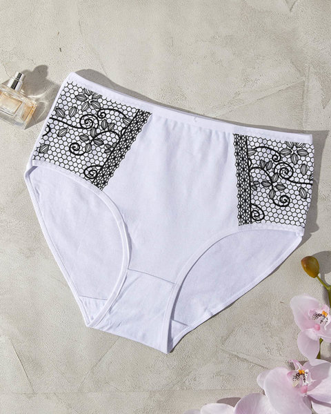 Bílé bavlněné dámské kalhotky se vzorem PLUS SIZE - Spodní prádlo
