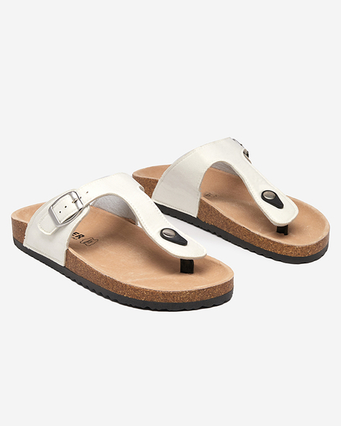 Bílé dámské eko semišové sandály Sodifo- Footwear