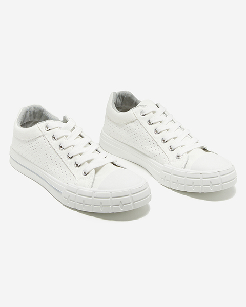 Bílé dámské tenisky s šedým pruhem Sols- Footwear