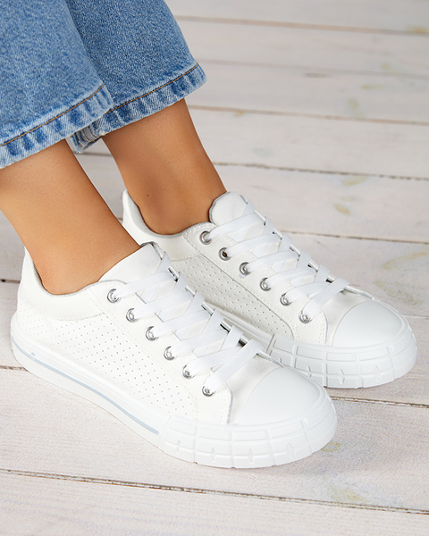 Bílé dámské tenisky s šedým pruhem Sols- Footwear
