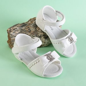 Bílé dětské sandále s mašlí Ksenia - Boty