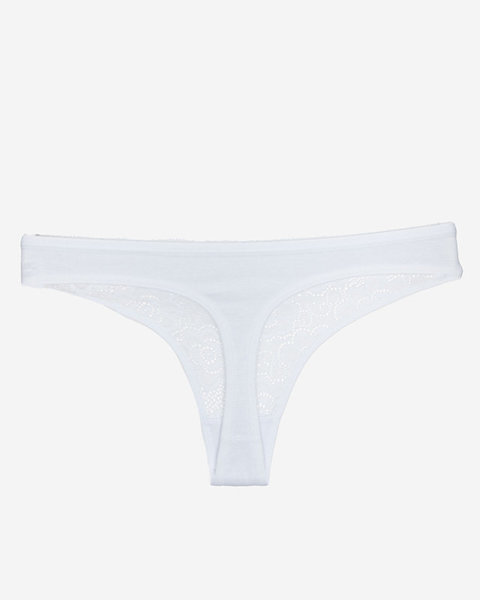 Bílé jednobarevné krajkové kalhotky pro ženy, tanga - Spodní prádlo