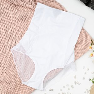 Bílé tvarované krajkové kalhotky - spodní prádlo