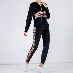 Černá dámská tepláková souprava s leopardími pruhy - Oblečení
