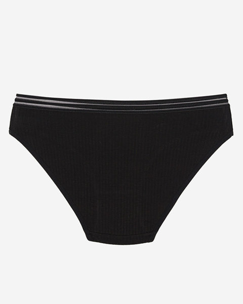 Černé bavlněné dámské kalhotky, pruhované slipy - Spodní prádlo