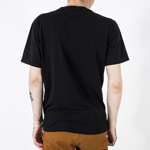 Černé bavlněné pánské tričko s barevným potiskem - Oblečení