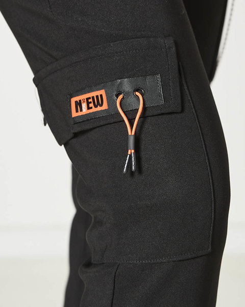 Černé dámské bojové kalhoty s řetízkem- Oblečení
