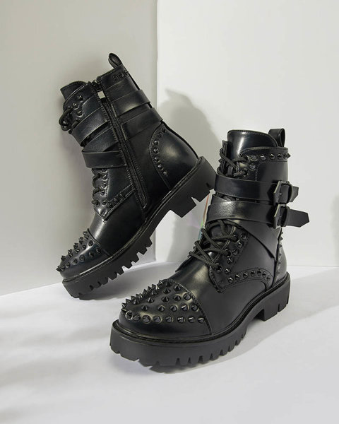 Černé dámské boty s cvočky Edyias - Obuv