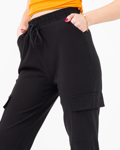 Černé dámské cargo kalhoty s kapsami - Oblečení