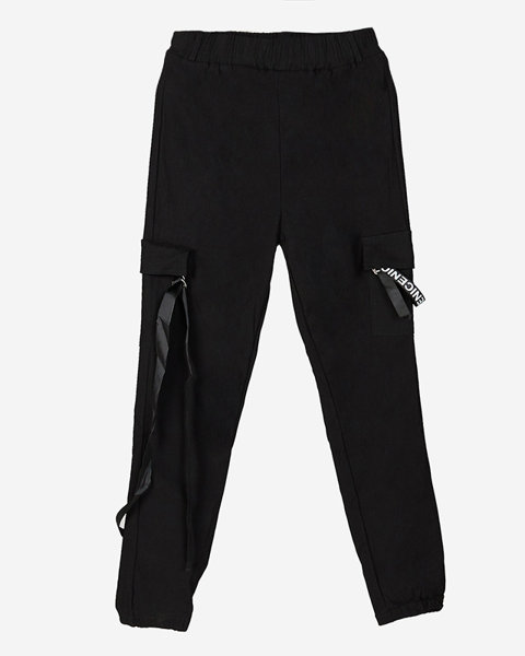 Černé dámské cargo kalhoty s páskem - Oblečení