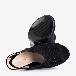 Černé dámské černé prolamované sandály Chahna - Obuv