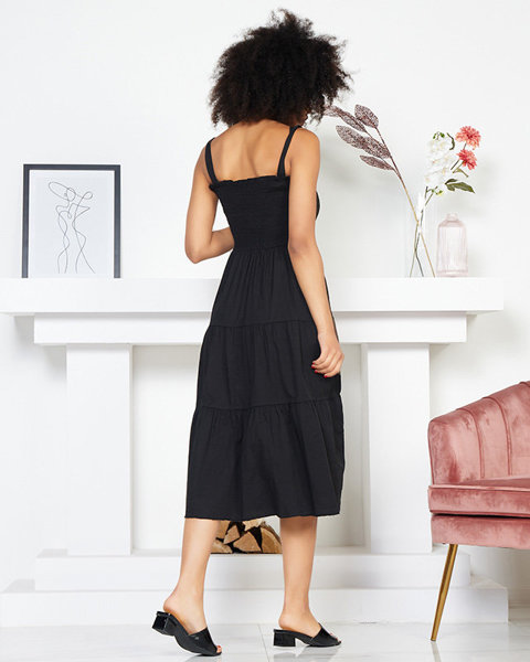 Černé dámské dlouhé šaty na ramínka - Oblečení