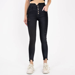 Černé dámské džíny s vysokým pasem - Oblečení