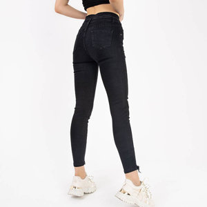 Černé dámské džíny s vysokým pasem - Oblečení