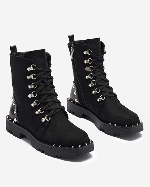 Černé dámské eko semišové kozačky s jety Sakka- Footwear