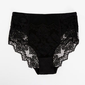Černé dámské kalhotky s krajkou PLUS VELIKOST - Spodní prádlo