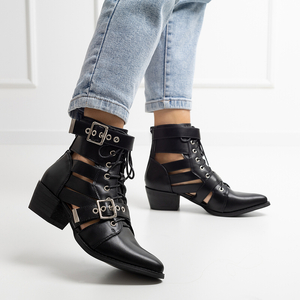 Černé dámské kovbojské boty s výřezy Isodal - Obuv