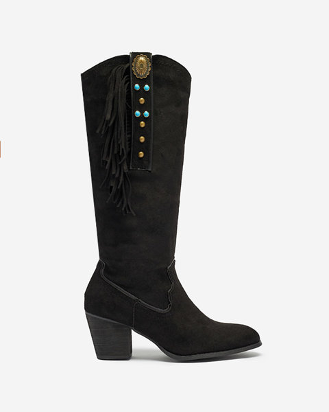 Černé dámské kozačky a'la cowboy boots with embellishment Ehan - Obuv