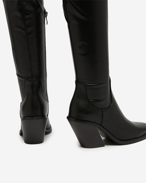 Černé dámské kozačky nad kolena Jenoni- Footwear