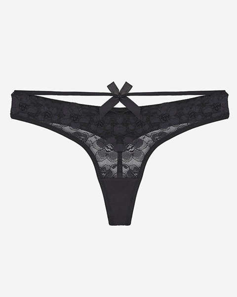 Černé dámské krajkové kalhotky tanga- Spodní prádlo