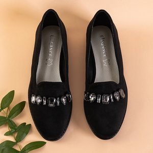 Černé dámské mokasíny se zdobením Unisea - obuv
