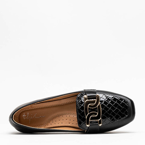 Černé dámské mokasíny se zdobenou hranatou špičkou od Torisa - Footwear