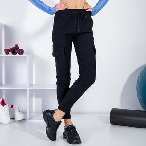Černé dámské nákladní kalhoty s kapsami - Oblečení