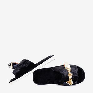 Černé dámské pantofle Worren Fur - obuv