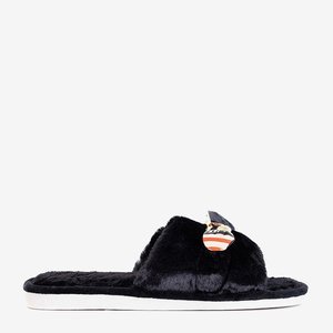 Černé dámské pantofle Worren Fur - obuv