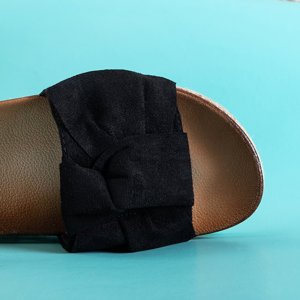 Černé dámské pantofle s mašlí Jenis - Obuv