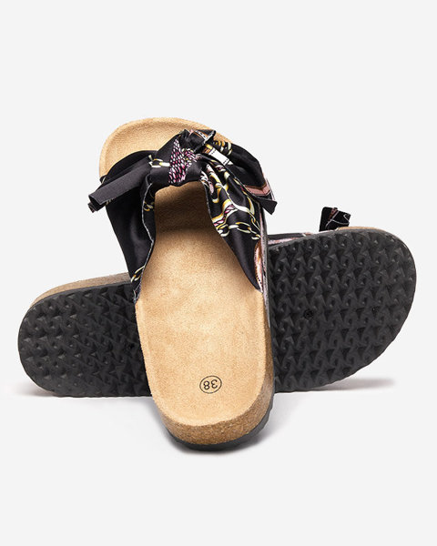 Černé dámské pantofle s módním textilním svrškem Laneso - Footwear