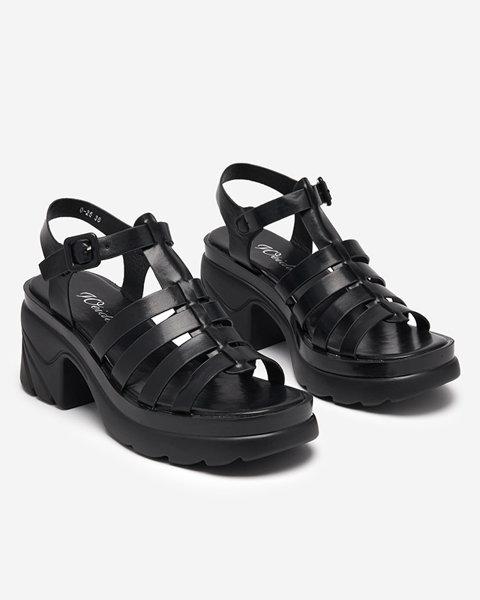 Černé dámské sandály Agraves na podpatku - obuv
