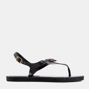 Černé dámské sandály a'la s květem Porto - obuv