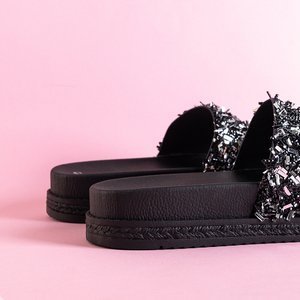 Černé dámské sandály na platformě se zirkony Lomine - Obuv
