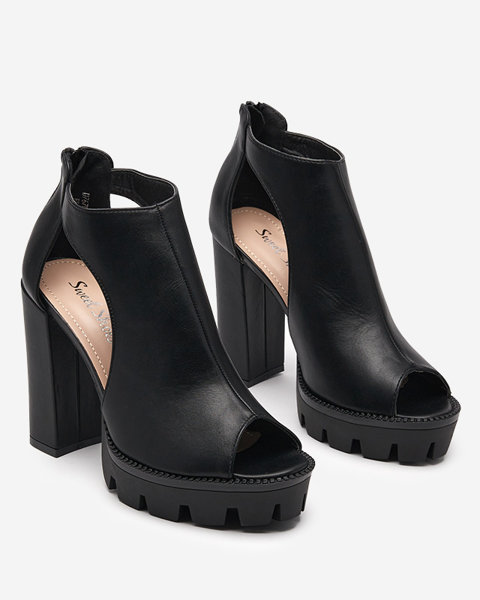 Černé dámské sandály na sloupku s výřezy Dopofi-Footwear