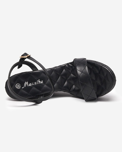 Černé dámské sandály na vysokém klínovém podpatku Darcobi- Shoes