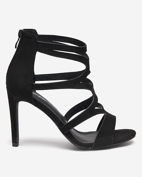 Černé dámské sandály na vysokém podpatku s pruhy od Arixy - Footwear