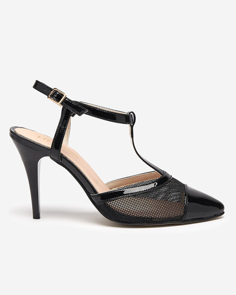 Černé dámské sandály na vysokém podpatku se zakrytými prsty Niddl- Footwear
