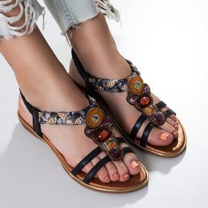 Černé dámské sandály s ornamenty Ophelia - obuv