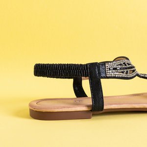 Černé dámské sandály se zirkony Sicylia - obuv