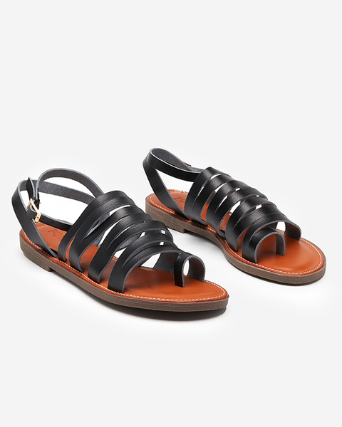 Černé dámské sandály z ekokůže na plochém podpatku Gremi - Obuv