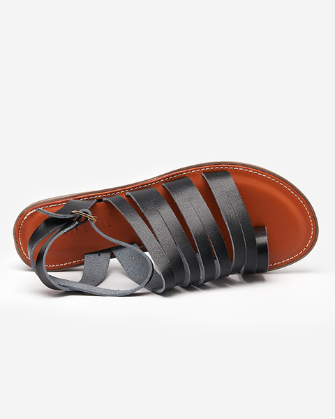 Černé dámské sandály z ekokůže na plochém podpatku Gremi - Obuv
