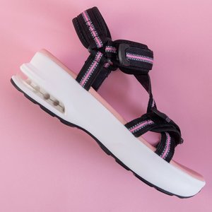 Černé dámské sportovní sandály s růžovými vložkami Rieka - obuv