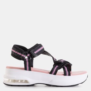 Černé dámské sportovní sandály s růžovými vložkami Rieka - obuv