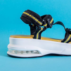 Černé dámské sportovní sandály se žlutými vložkami Rieka - obuv