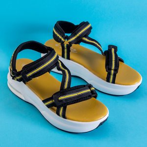 Černé dámské sportovní sandály se žlutými vložkami Rieka - obuv