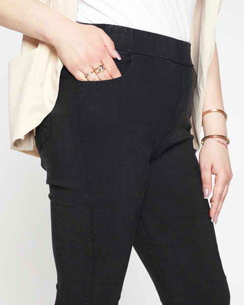 Černé dámské trubkové punčochové kalhoty s vysokým pasem PLUS SIZE - Oblečení